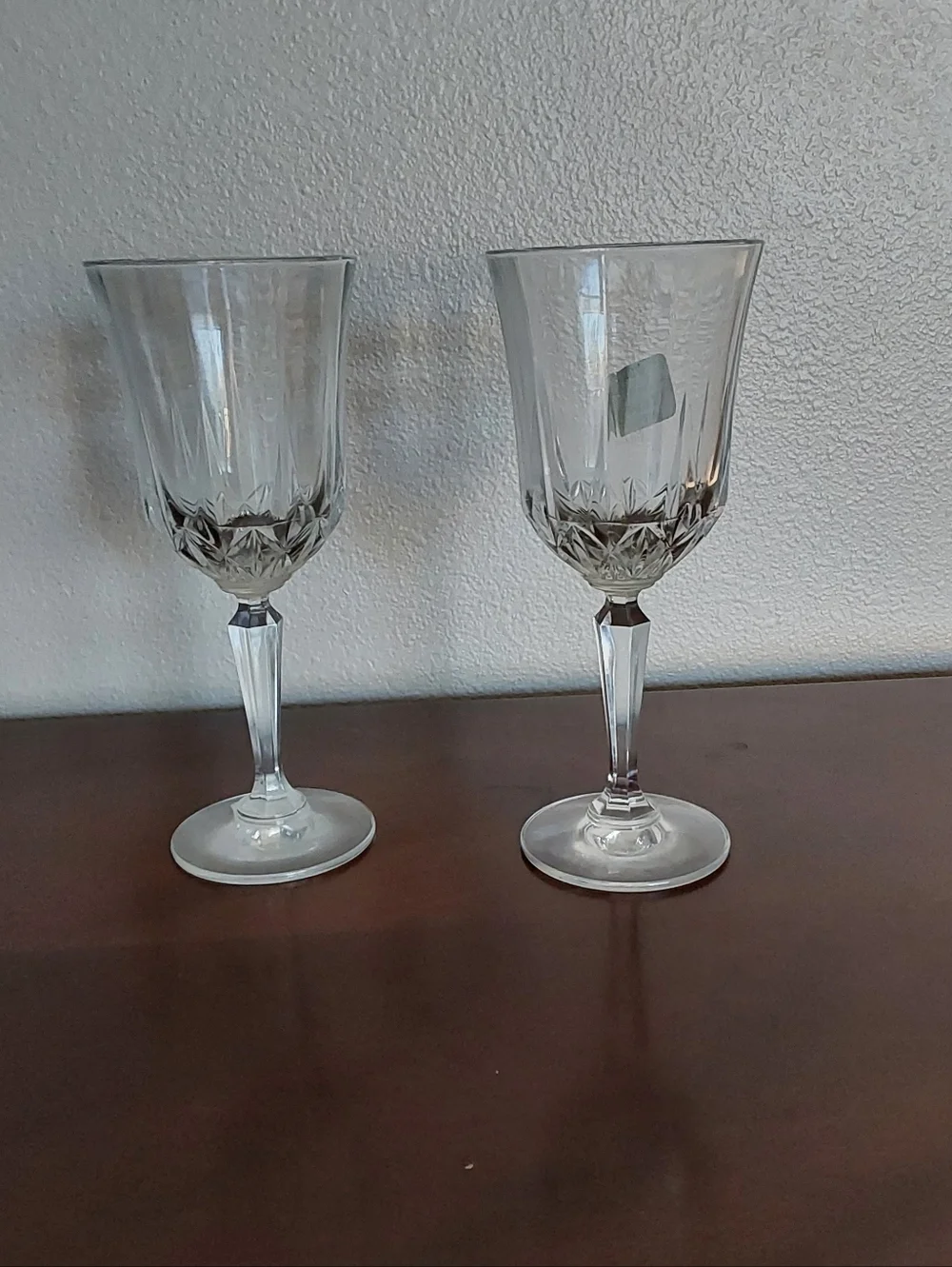 Vintage Crystal Water Goblet set by Toscany Brighton- Clear Cut‎ Stemware 2